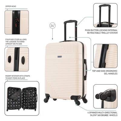 InUSA Resilience 25.59" Hardside Suitcase, 4-Wheeled Spinner, TSA Checkpoint Friendly, Sand (IURES00M-SAN)
