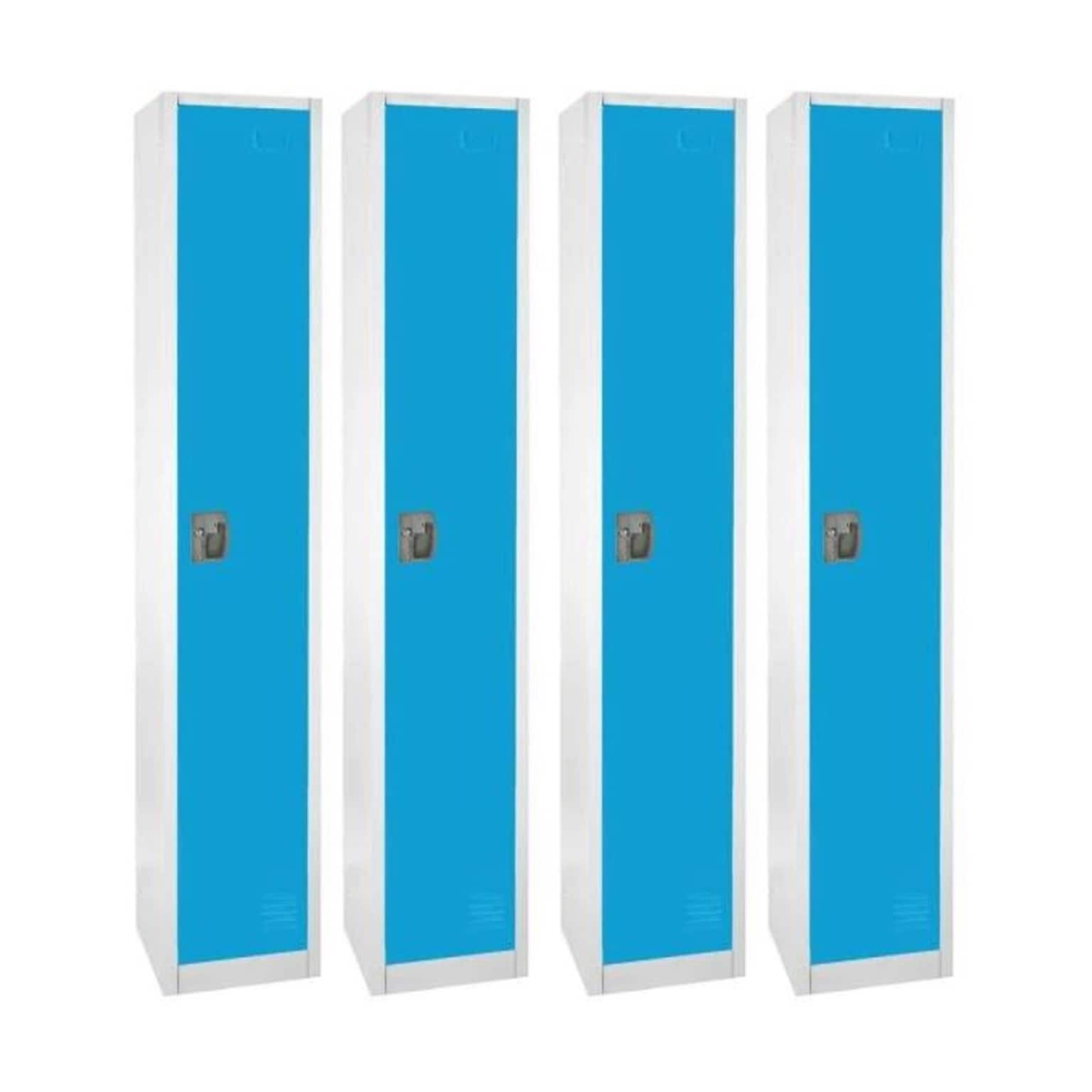 AdirOffice 72 Single Tier Key Lock Blue Steel Storage Locker, 4/Pack (629-201-BLU-4PK)