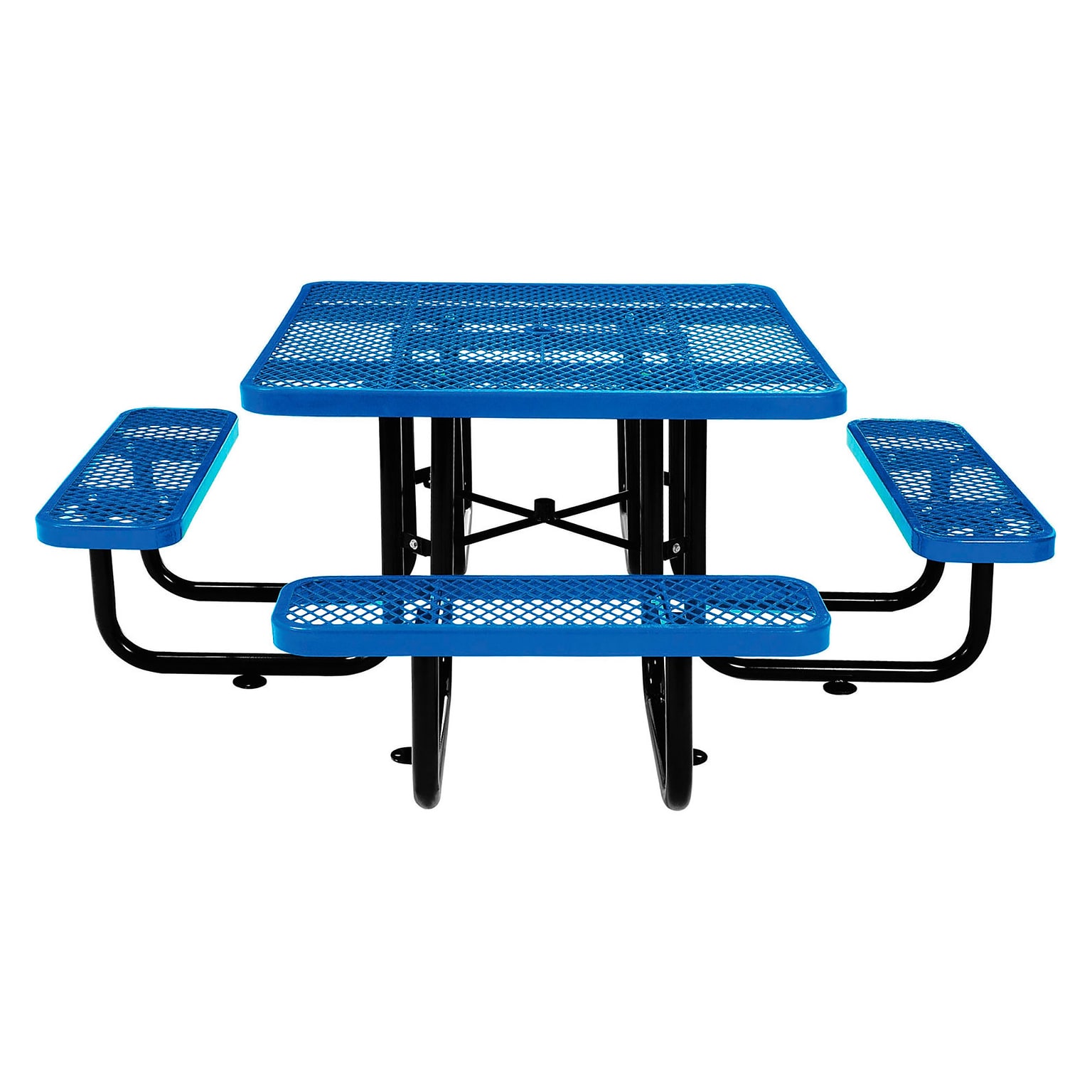Global Industrial 46 Square Outdoor Steel Picnic Table, Expanded Metal, Blue (277151BL)