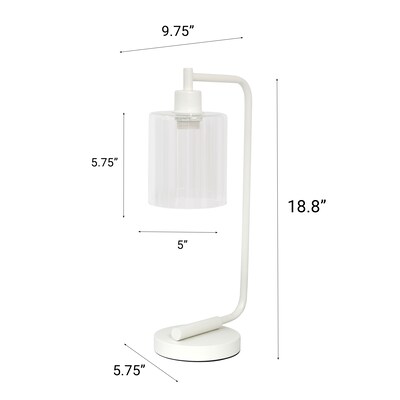 Creekwood Home Vintage Vantage 18.8" Minimalist Industrial Curved Arm Desk Lamp, Feit LED Bulb, White (CWD-1013-WH-LB)