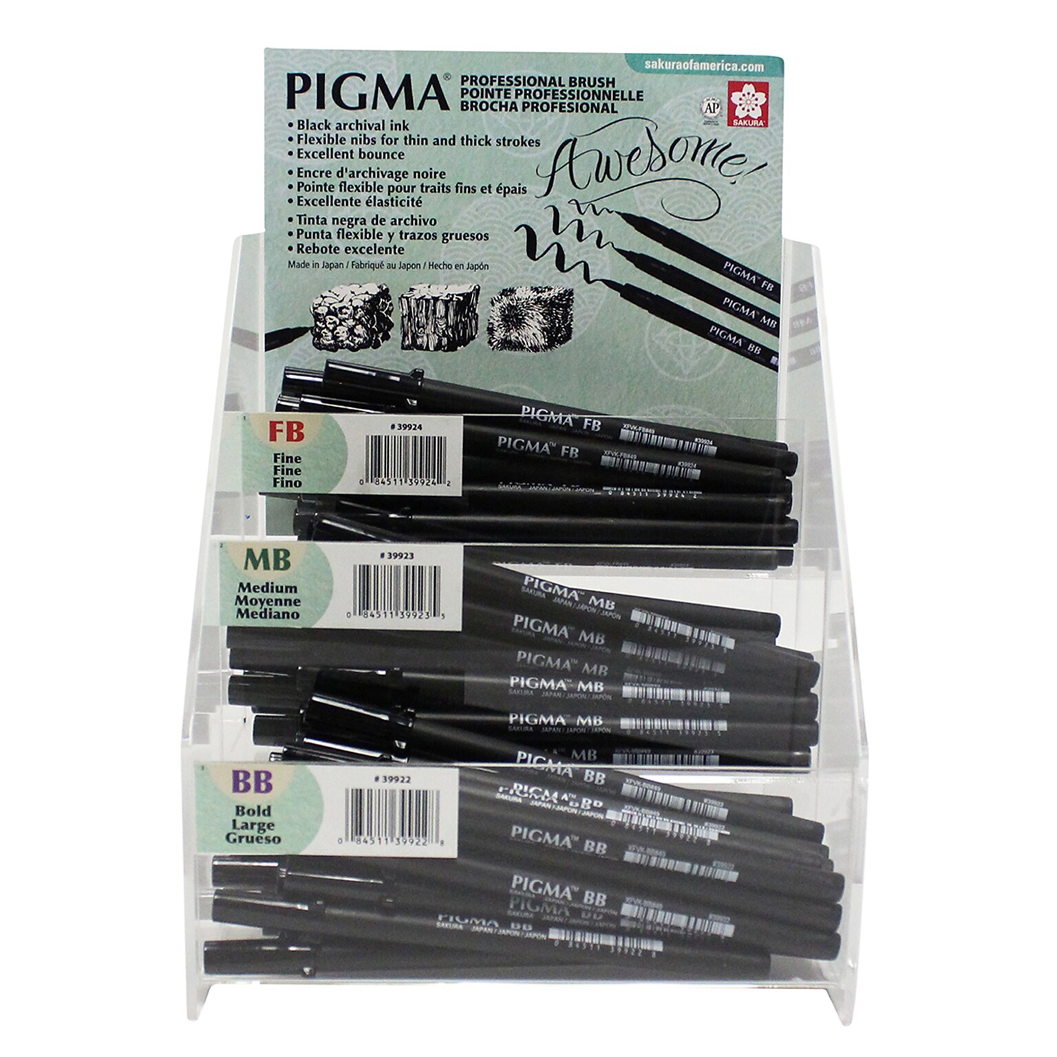 Sakura Pigma Professional Brush Pen, Black, 72/Pack (SAK50029)
