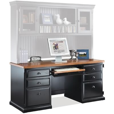 Martin Furniture Southhampton Cottage Collection in Black Onyx/Oak; Deluxe Computer Credenza