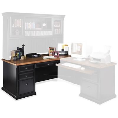 Martin Furniture Southhampton Cottage Collection; Black Onyx/Oak, L-Shape Desk for Right-Hand Retrn