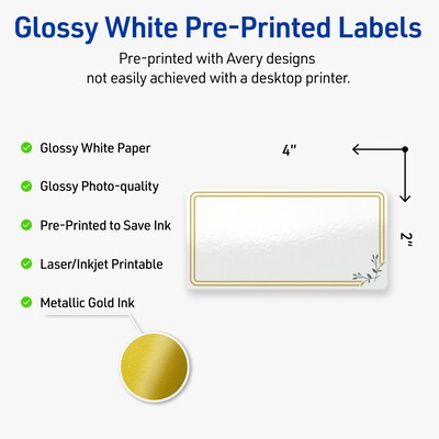 Avery Laser/Inkjet Rectangle Multipurpose Labels, 2 x 4, White, 100/Pack (S00-DMZ)