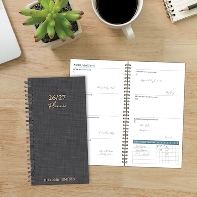2026-2027 Willow Creek 3.5" x 6.5" Academic Weekly & Monthly Planner, Graphite Grid (65877)