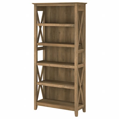 Bush Furniture Key West 66H 5-Shelf Bookcase with Adjustable Shelves, Reclaimed Pine Laminated Wood