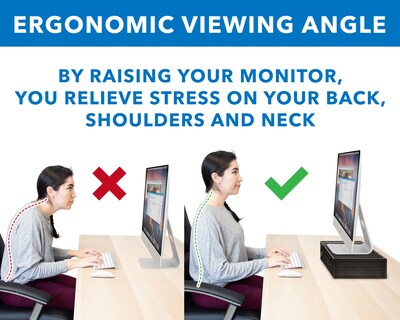 Mount-It! Monitor Stand with 2 Drawers, Up to 32", Black (MI-7365)