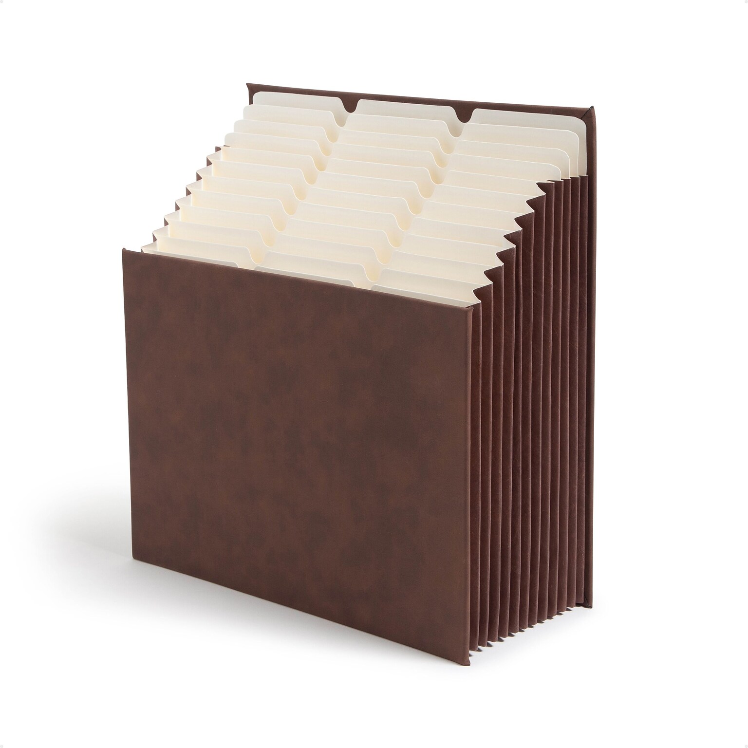 Smead Stadium 50% Recycled Heavy Duty Reinforced Faux Leather Accordion File, 12 Pocket, Letter, Saddle (70228)