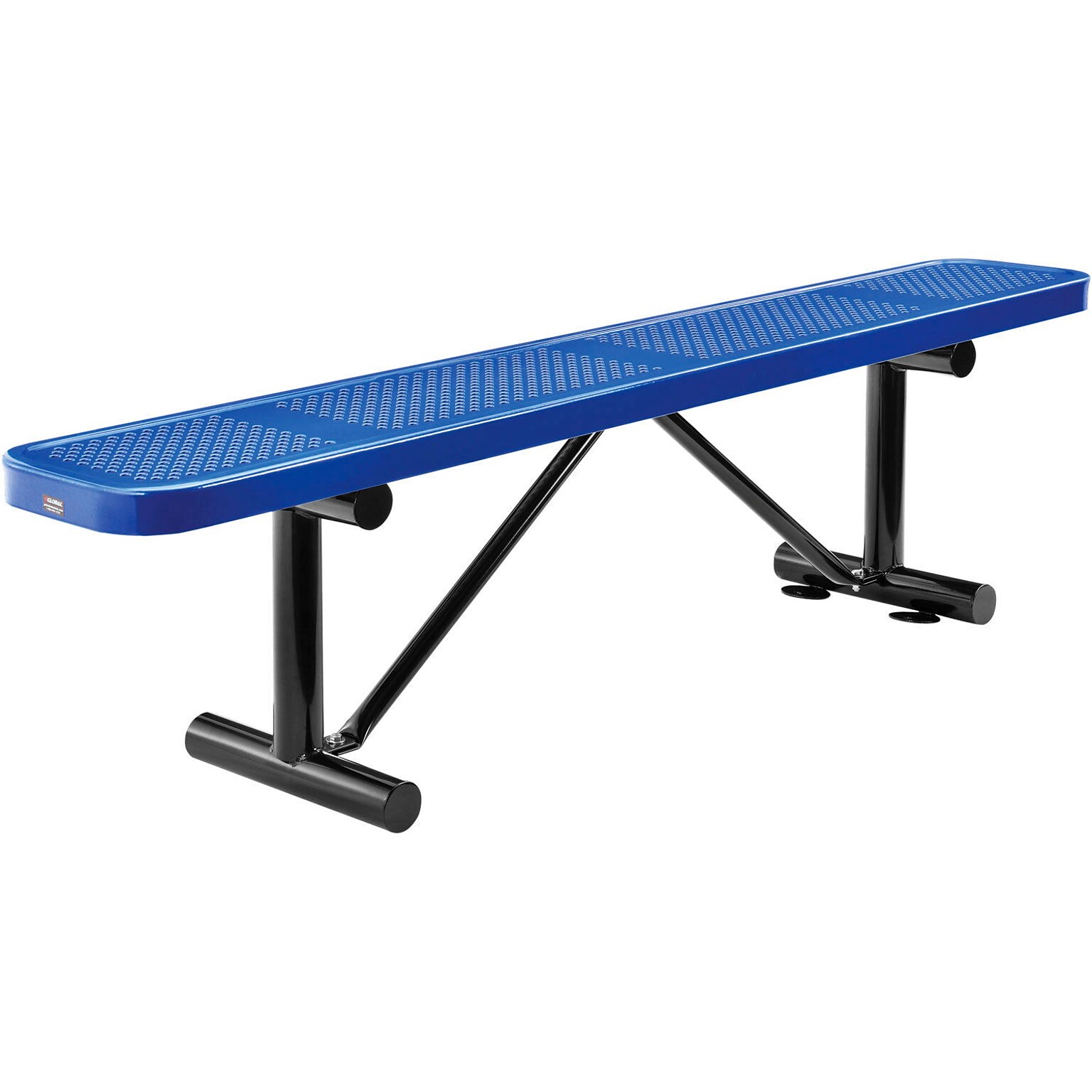 Global Industrial 6 Outdoor Steel Flat Bench, Perforated Metal, Blue (262075BL)