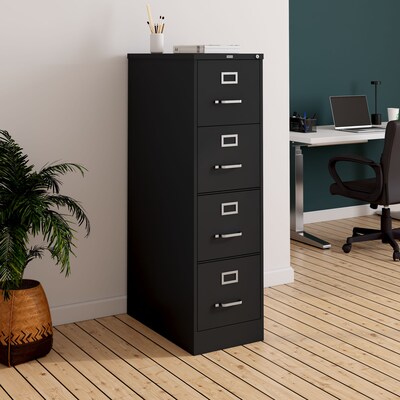 Quill Brand® 4 File Drawers Vertical File Cabinet, Locking, Black, Letter, 26.5"D (13444D)