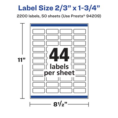 Avery Laser/Inkjet Multipurpose Labels, 1.75" x ", Glossy Clear, 2200/Box (94209)