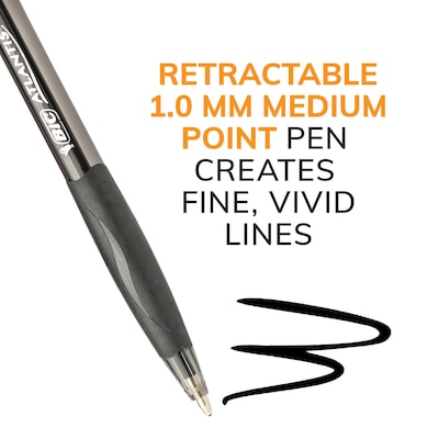 BIC Glide Retractable Ballpoint Pen, Medium Point, 1.0mm, Black Ink, Dozen (14347/VCG11BK)