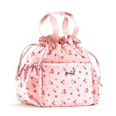 Fit & Fresh Cromwell Cinch Insulated Lunch Bag, Pink Dainty Flowers (9072SX3861)
