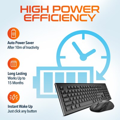 Delton Ultra Slim KB7 Wireless Keyboard and S8 Optical Mouse Combo, Black (DKBMKIT2-WB)