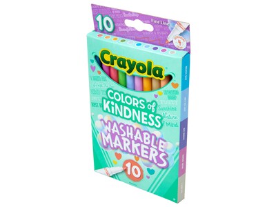 Crayola Colors of Kindness Washable Markers, Fine Point, Assorted Colors, 10/Pack (587807)