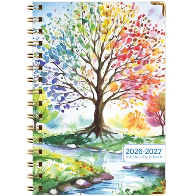 2026-2027 Excello Brands 5" x 8" Academic Weekly & Monthly Planner, Paperboard Cover, Tree Seasons (NAY27-58-20)