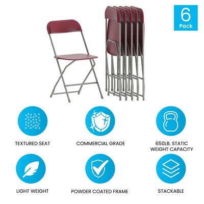 Flash Furniture Plastic Folding Chair, Red, Set of 6 (6LEL3RED)