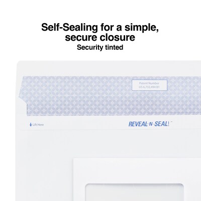 Staples Reveal-N-Seal Security Tinted #10 Business Envelopes, 4 1/8 x 9 1/2, White, 500/Box (SPL17