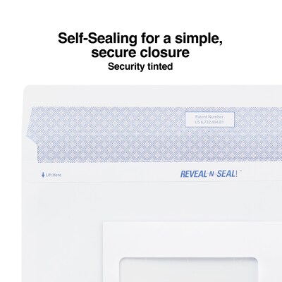 Staples Reveal-N-Seal Security Tinted #10 Business Envelopes, 4 1/8 x 9 1/2, White, 500/Box (SPL17