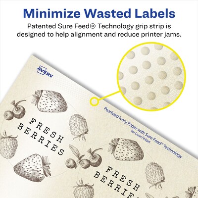 Avery Laser/Inkjet Round Multipurpose Labels, 3" Dia., 60 Labels/Pack (94513)