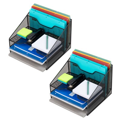 Mind Reader Metal Desk Organizer Letter Tray, Black, 2/Pack (2MESHBOX5-BLK)