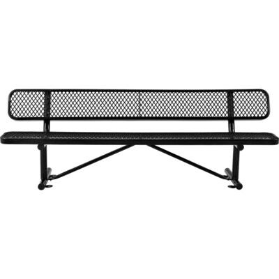 Global Industrial 8 Outdoor Steel Bench w/ Backrest, Expanded Metal, Black (277155BK)