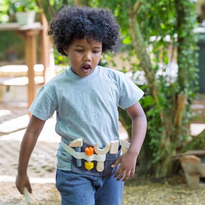 PlanToys Tool Belt and Wooden Tool Set, Natural (PTS3485)