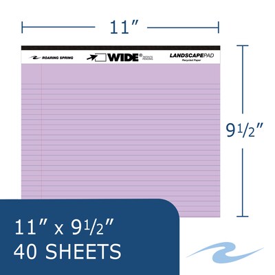 Roaring Spring Paper Products 11" x 9.5" Landscape Pads, Assorted Colors, 40 Sheets/Pad, 36 Pads/Case (74535cs)