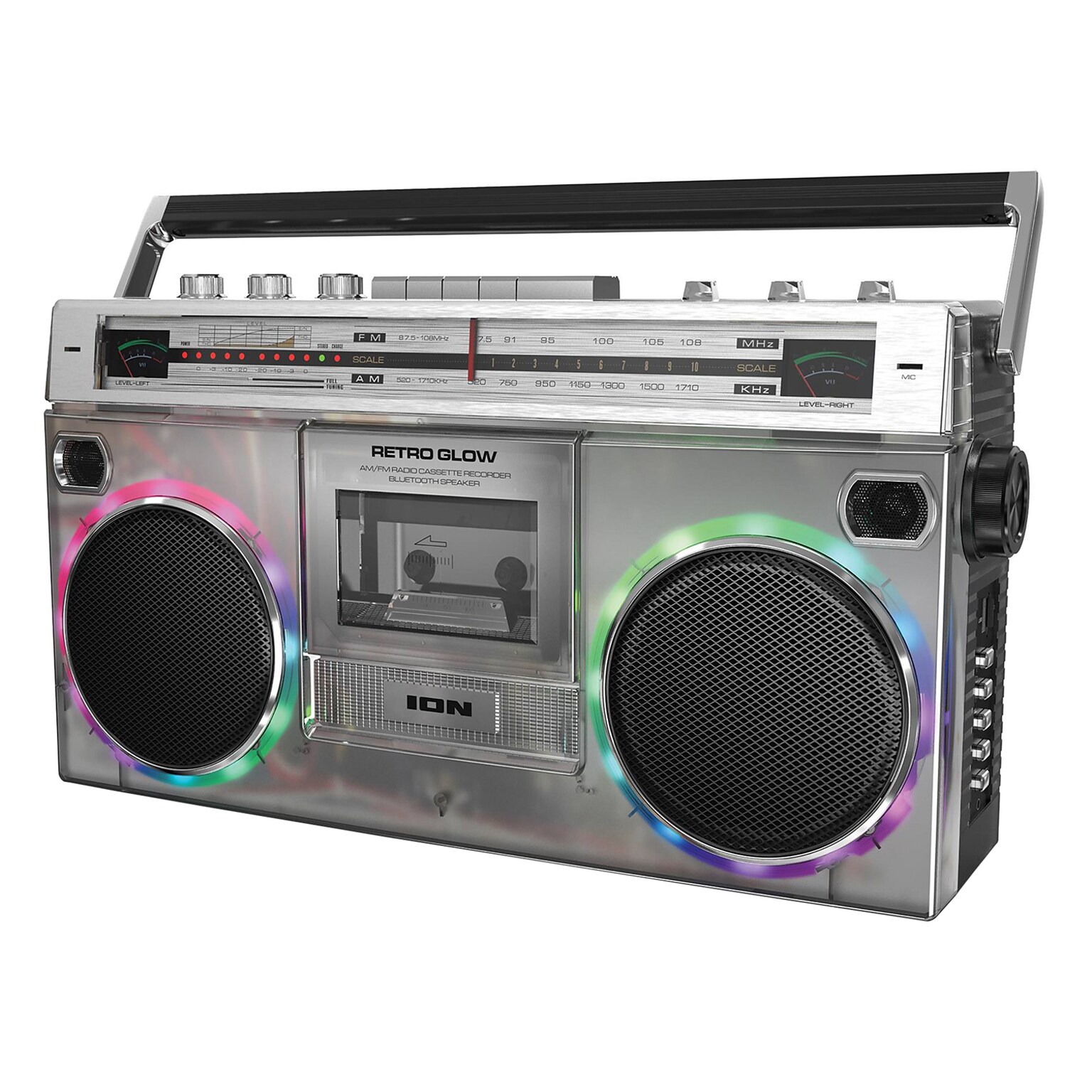ION Retro Glow Bluetooth Boombox, Translucent (RETRGLWXUS)