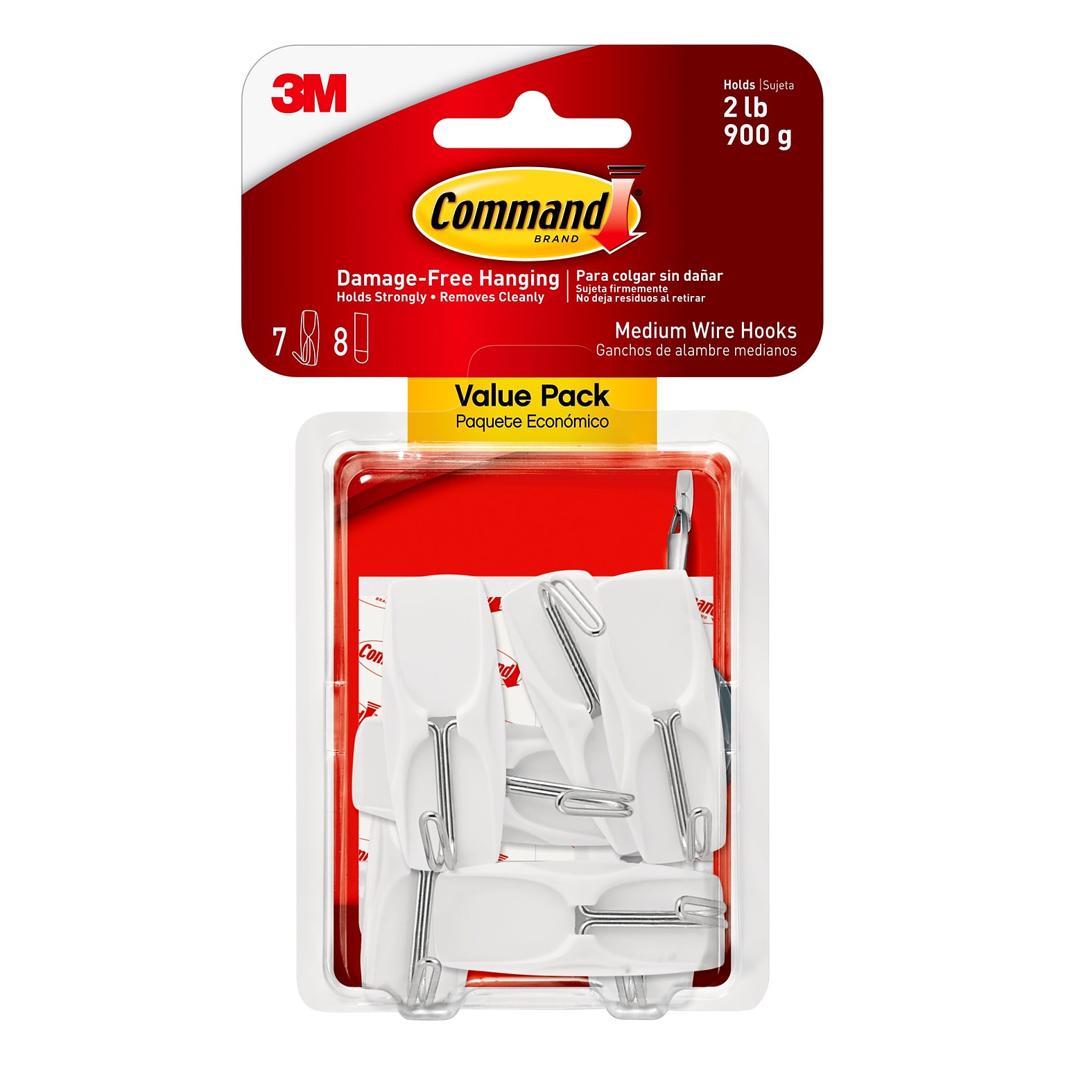 Command Damage Free Medium Hook, 2 lb, White, 7/pack (17065-VPES)