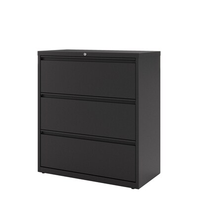 Hirsh 36 Wide 3-Drawer Metal Lateral File Cabinet, Letter/Legal and A4 Hanging Folders, Matte Black