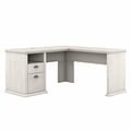 Bush Furniture Yorktown 60 L-Shaped Desk with Storage, Linen White Oak (WC40430-03)