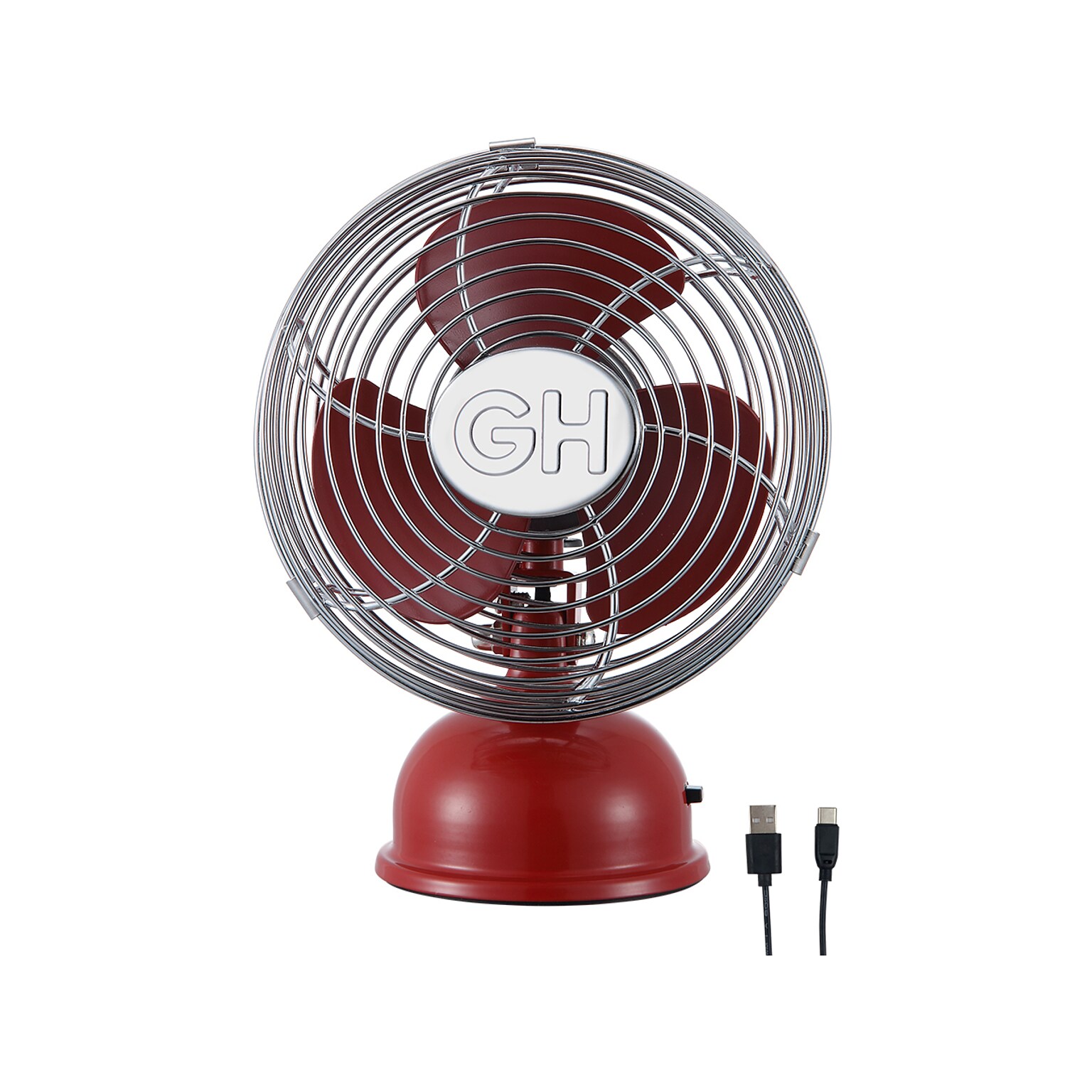 Good Housekeeping 5 Oscillating Portable Fan, 1-Speed, Red/Silver (92521)