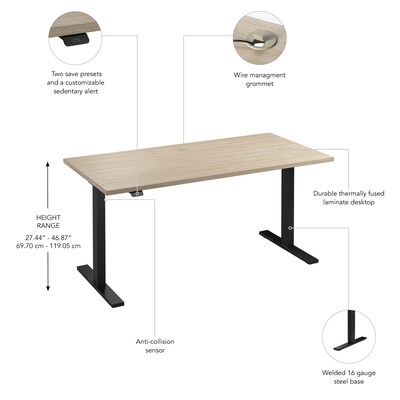 Bush Business Furniture Move 60 Series 60"W Electric Adjustable Standing Desk, Natural Elm/Black Powder Coat (M6S6030NEBK)