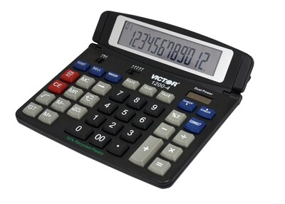 Victor Technology Professional 12-Digit Battery/Solar Powered Basic Calculator, Black (1200-4)