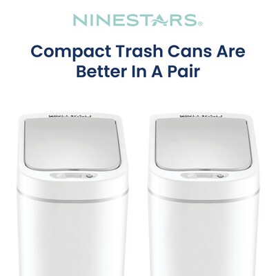Nine Stars Trash Can Plastic Indoor Sensor Trash Can, 1.85 Gallon, White, 2/Pack (DZT-7-2B)