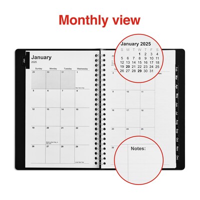 2025 Staples 5" x 8" Weekly & Monthly Appointment Book, Black (ST58454-25)