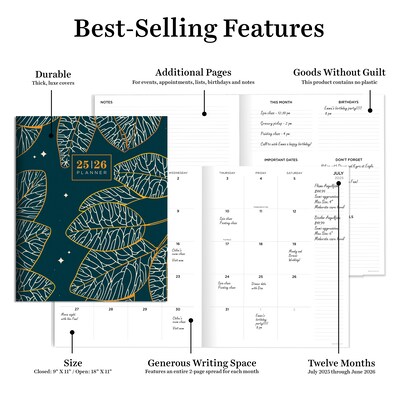 2025-2026 TF Publishing Night Foliage 9" x 11" Academic Year Monthly Planner, Paperboard Cover, Multicolored (AY26-4506)