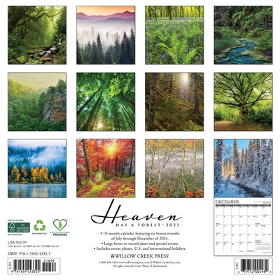 2025 Willow Creek Heaven Has a Forest 12 x 12 Monthly Wall Calendar (43325)