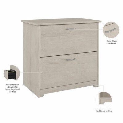 Bush Furniture Cabot 31"W 2-Drawer Lateral File Cabinet, Letter/Legal, Linen White Oak (WC31180)