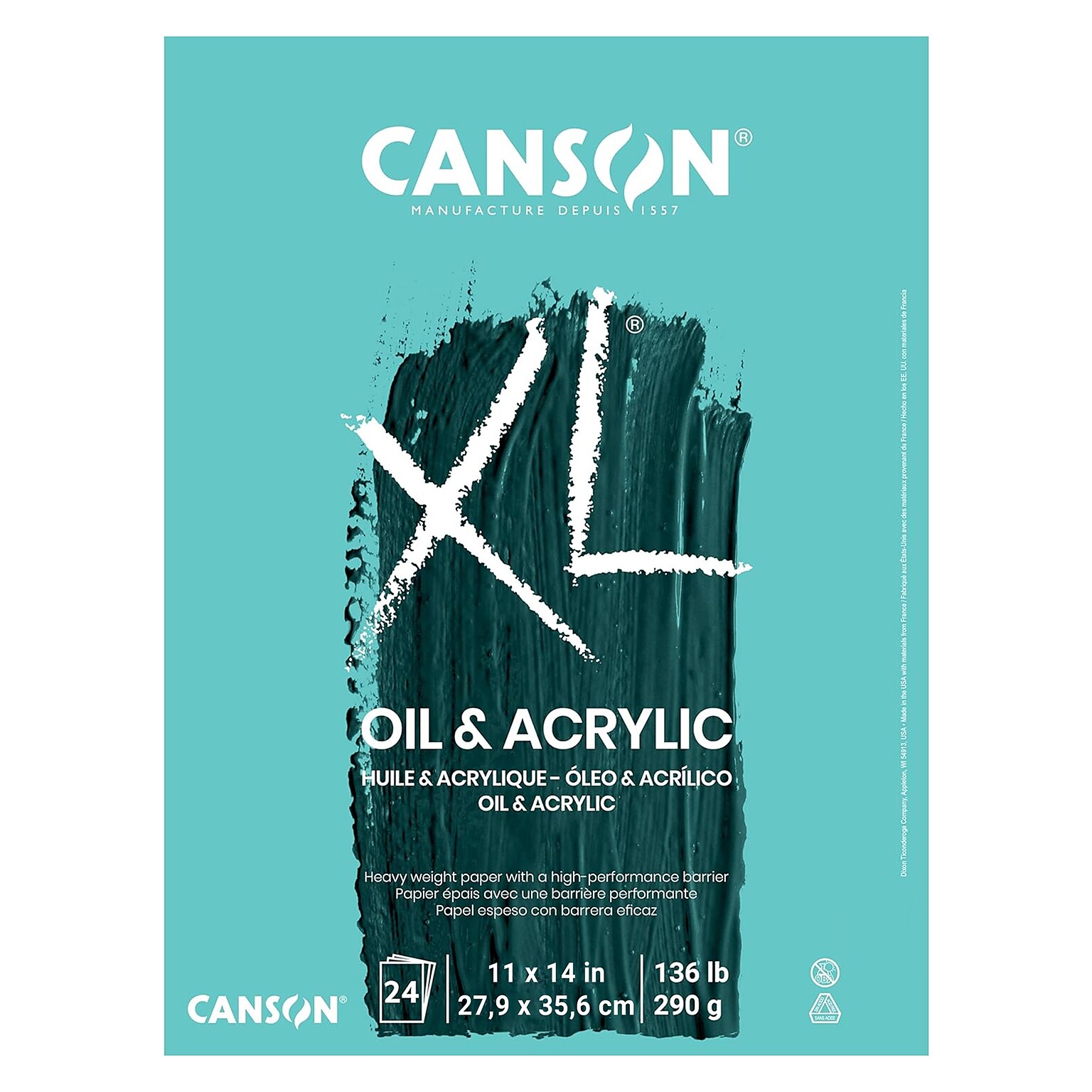 Canson XL Series 11 x 14 Oil & Acrylic Pad, 24 Sheets/Pad (MCXC400026878)