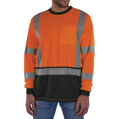 Ergodyne GloWear 8369BK High Visibility Long Sleeve Black Bottom T-Shirt, ANSI Type R Class 3, Orange, 5XL (22229)