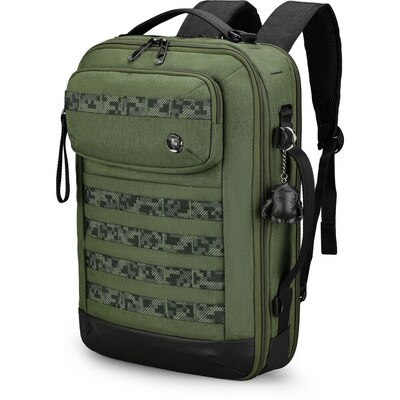 Swissdigital BERG Hybrid Briefcase Laptop Compatible Backpack, Large, Dark Green (SD1649-23)