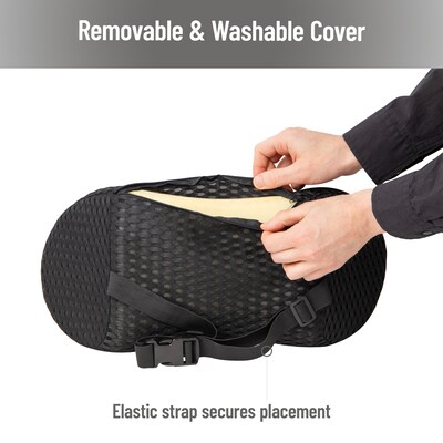 Mind Reader Memory Foam Back Cushion Lumbar Support Pillow with Air-Cloud Technology, Black (LUMBACK-BLK)