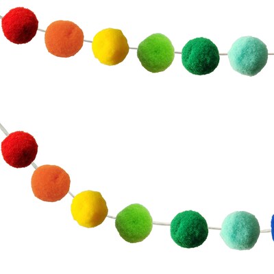 Carson Dellosa Education Rainbow Pom-Pom Garland, 2/Pack, 3 Packs/Bundle (CD-107008-3)