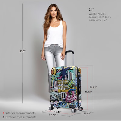 InUSA 24" Hardside Miami Suitcase, 4-Wheeled Spinner, TSA Checkpoint Friendly, Miami (IUAPC00M-MIA)
