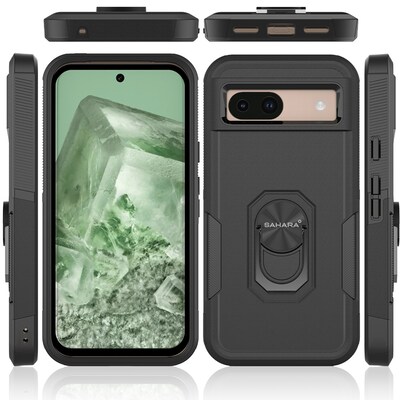 SaharaCase Raider Series Rugged Case for Google Pixel 8a, Shock Absorbing, Scorpion Black (CP00571)
