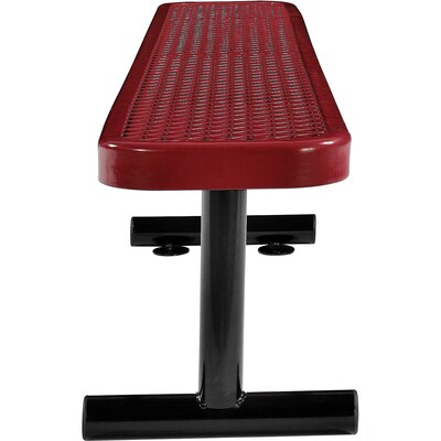 Global Industrial 6' Outdoor Steel Flat Bench, Expanded Metal, Red (277156RD)