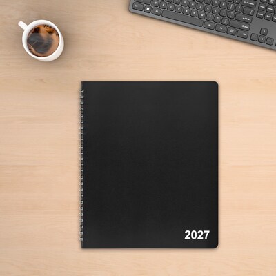 2027 Staples 7" x 9" Monthly Planner, Faux Leather Cover, Black (ST52183-27)