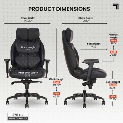 Sharper Image Algrove Comfort-X Ergonomic Swivel Executive Massage Chair, Black/Dark Gray (60117-BLKGRY)